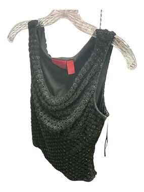 JS Collections Black Beaded Cowl Neck Tank